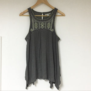 American Eagle Embroidered Flowy Tank Top Tunic Lg